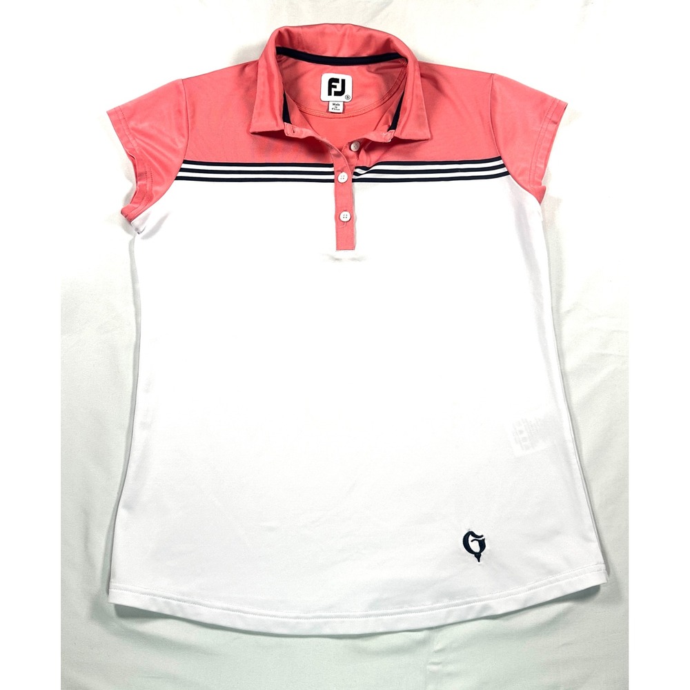 FootJoy Womens ProDry Golf Polo Shirt Small Coral White Colorblock Sleeveless